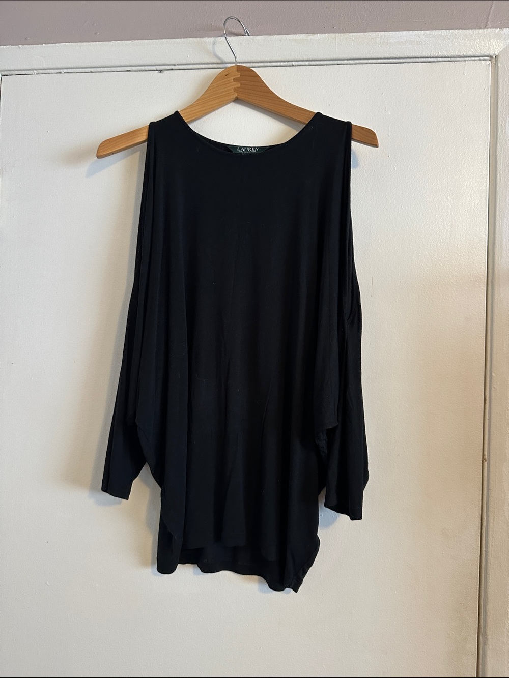 Ralph Lauren Black Cold-Shoulder Tunic Top